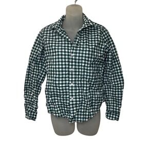 Frank and Eileen Barry Button Up - Green Crinkle Gingham Check size small